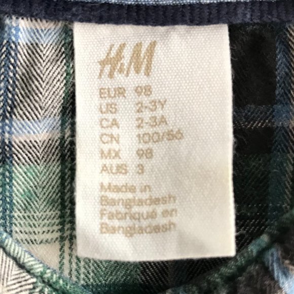 H&M Plaid Band Collar Henley Button Cotton Shirt - Picture 8 of 10